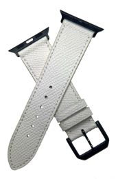 22 mm White buffalo grain leather pin buckle strap with black pin buckle to fit Apple Smart watches