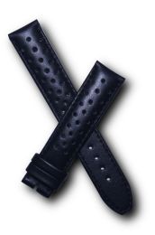 19 mm Black Sports perforated pin buckle leather strap to fit TAG Heuer Carrera models with 19/18 mm straps