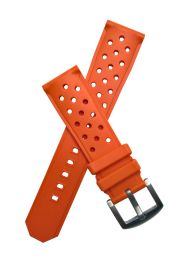 Orange sports perforated rubber pin buckle strap to fit TAG Heuer F1 models with 21.5 & 22 mm lug widths