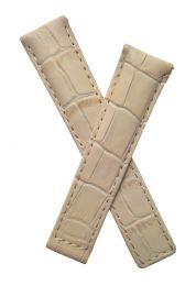 20/18 mm cream crocodile-style genuine leather deployment type strap to fit TAG Heuer Carrera models listed below - please read clasp fitment notes
