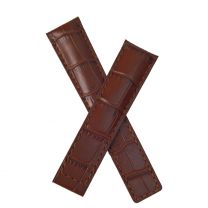 20/18 mm Brown crocodile-style genuine leather strap with brown stitching to fit TAG Heuer Carrera & Grand Carrera models listed below - please read clasp fitment notes