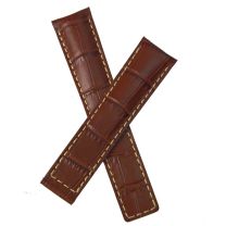 20/18 mm Brown crocodile-style genuine leather strap with white stitching to fit TAG Heuer Carrera & Grand Carrera models listed below - please read clasp fitment notes