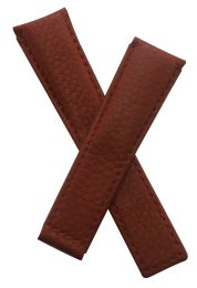 22/18 mm brown buffalo grain genuine leather deployment type strap with brown stitching to fit TAG Heuer Targa Florio models listed - please read clasp fitment notes