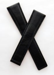 20/16 mm classic black smooth genuine leather strap with black stitching to fit TAG Heuer Monza models listed. Please read clasp fitment details.