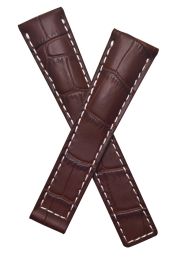 20/16 mm brown crocodile-style genuine leather strap with white stitching to fit TAG Heuer Monza models listed. Please read clasp fitment details.