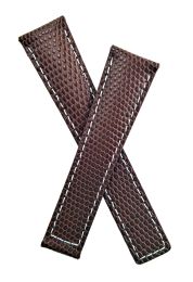 20/16 mm dark brown lizard grain genuine leather strap with white stitching to fit TAG Heuer Monza models listed. Please read clasp fitment details.