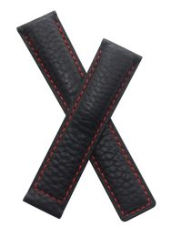 20/18 mm Black genuine leather buffalo grain strap with red stitching to fit TAG Heuer Grand Carrera WAV511 models - please read clasp fitment notes