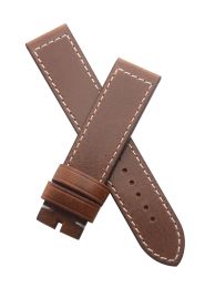 21 mm Vintage Brown genuine leather pin buckle strap with white stitching to fit the TAG Heuer Autavia 02 model CBE2110
