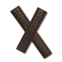 19/18 mm black sports perforated genuine leather deployment type strap with red stitching & lining to fit TAG Heuer Carrera models listed below - please read clasp fitment notes