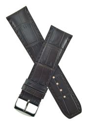 Dark brown leather crocodile-style strap to fit Baume & Mercier Classima models requiring a 22 mm strap