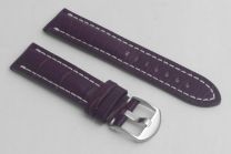 Brown crocodile pattern 22 mm pin buckle type leather strap with white stitching to fit Breitling watches