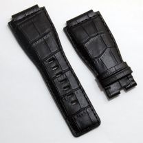 24 mm black genuine calf leather crocodile-style strap to fit Bell & Ross BR01 & BR03 watches