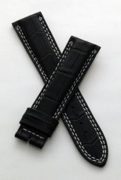 21 mm black crocodile style leather strap to fit JLC Master Compressor 41.5 mm models