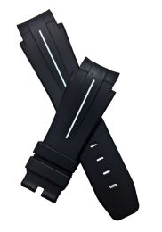 Black rubber pin buckle strap to fit Rolex Daytona, Explorer, GMT, Sea Dweller, Submariner and Yachtmaster models with 21 mm lug width.