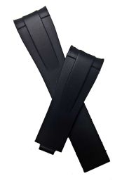Black rubber deployment strap to fit Rolex Daytona, Explorer, GMT, Sea Dweller, Submariner and Yachtmaster models with 21 mm lug width.