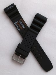 20 mm black polyurethane (PU) NDL pin buckle watch strap to fit diver's watches with 20 mm lugs