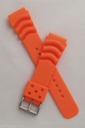 22 mm orange polyurethane (PU) pin buckle watch strap to fit diver's watches with 22 mm lugs