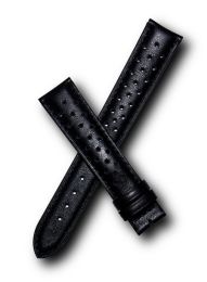 Black Sports perforated pin buckle leather strap to fit TAG Heuer 4000 Series mid-size models with 18/16 mm straps