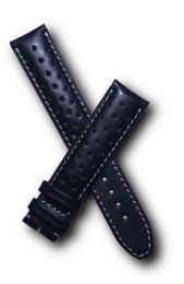 Black Sports perforated pin buckle leather strap with white stitching to fit TAG Heuer 4000 Series gents models with 19/18 mm straps