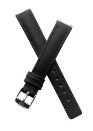 Black genuine leather pin buckle watch strap with black stitching to fit TAG Heuer 6000 Series ladies watches