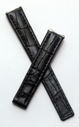 Black genuine leather crocodile-style deployment type watch strap with black stitching to fit TAG Heuer 6000 Series ladies watches