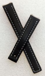 Black genuine leather watch strap with white stitching to fit TAG Heuer 6000 Series ladies watches