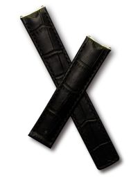 Black genuine leather crocodile style deployment type strap to fit TAG Heuer 6000 Series mid-sized models