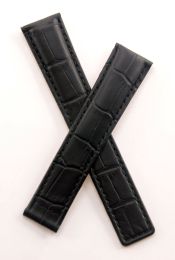 18/16 mm black genuine leather crocodile style watchstrap to fit TAG Heuer Carrera models listed below