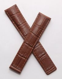18/16 mm mid-brown crocodile-style deployment type leather strap with brown stitching to fit the TAG Heuer Carrera models listed below