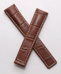 18/16 mm mid-brown crocodile-style deployment type leather strap with white stitching to fit the TAG Heuer Carrera models listed below