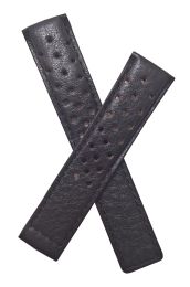 19/18 mm dark brown sports perforated genuine leather deployment type strap to fit TAG Heuer Carrera models listed below - please read clasp fitment notes