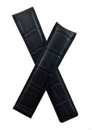 20/18 mm black crocodile-style genuine leather strap with black stitching to fit TAG Heuer Carrera & Grand Carrera models listed below - please read clasp fitment notes