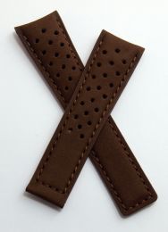 22/18 mm brown brushed leather sports perforated strap to fit TAG Heuer Carrera SpaceX CAR2015 models - please see clasp fitment notes