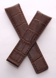 22/18 mm brown genuine leather crocodile-effect strap with brown stitching to fit TAG Heuer Carrera/Grand Carrera models listed below - please see clasp fitment notes