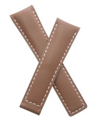 22/18 mm brown smooth genuine leather strap with white stitching to fit TAG Heuer Carrera/Grand Carrera models listed below - please see clasp fitment notes