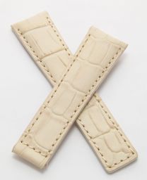22/18 mm cream genuine leather crocodile-effect strap to fit TAG Heuer Carrera/Grand Carrera models listed below - please see clasp fitment notes