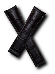 22/18 mm dark brown genuine leather crocodile-effect strap with brown stitching to fit TAG Heuer Carrera/Grand Carrera models listed below - please see clasp fitment notes