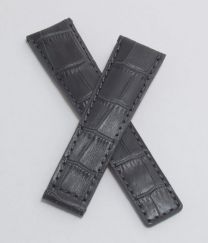 22/18 mm Anthracite Grey leather crocodile-effect strap to fit TAG Heuer Carrera/Grand Carrera models listed below - please see clasp fitment notes