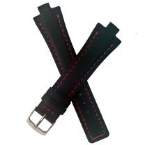Black Buffalo Grain leather pin buckle strap with red stitching & lining to fit TAG Heuer Kirium Gents watches listed below