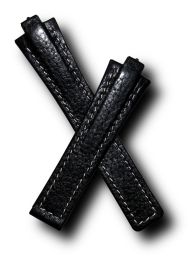 Black Buffalo Grain leather strap with white stitching to fit TAG Heuer Kirium Gents watches listed below