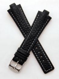 Black Buffalo Grain leather pin buckle strap with white stitching & chrome pin buckle to fit TAG Heuer Kirium Gents watches listed below