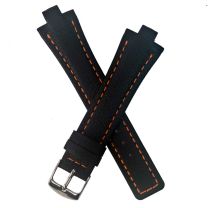 Black Buffalo Grain leather pin buckle strap with orange stitching & lining to fit TAG Heuer Kirium Gents watches listed below