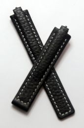 Black Buffalo Grain leather deployment type strap with white stitching to fit TAG Heuer Kirium Ladies watches listed below