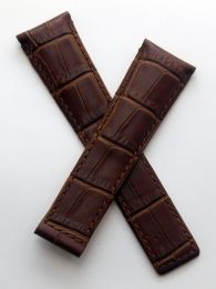 22/18 mm brown crocodile-style genuine leather deployment type strap with brown stitching to fit TAG Heuer Monaco Models listed - please read clasp fitment notes