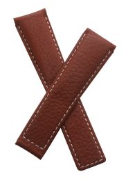 22/18 mm brown buffalo grain genuine leather deployment type strap with white stitching to fit TAG Heuer Targa Florio models listed - please read clasp fitment notes