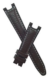 Brown Buffalo Grain leather pin buckle strap with white stitching to fit TAG Heuer S/el mid-sized models listed