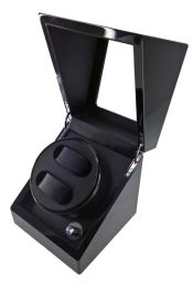 Piano black watch winder for two watches