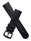 Black sports perforated rubber pin buckle strap to fit TAG Heuer F1 models with 21.5 & 22 mm lug widths