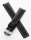 Black crocodile-style pin buckle strap with white stitching to fit 6000 Series mid-sized models as listed