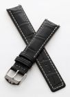 Black crocodile-style pin buckle strap with silver stitching to fit 6000 Series mid-sized models as listed